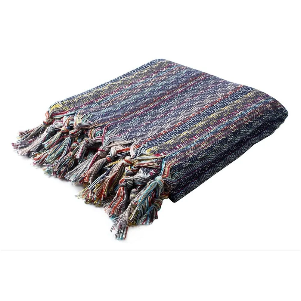 4 Dark Blue Bohemian Towels - 100% Turkish Cotton Beach Bath Towel